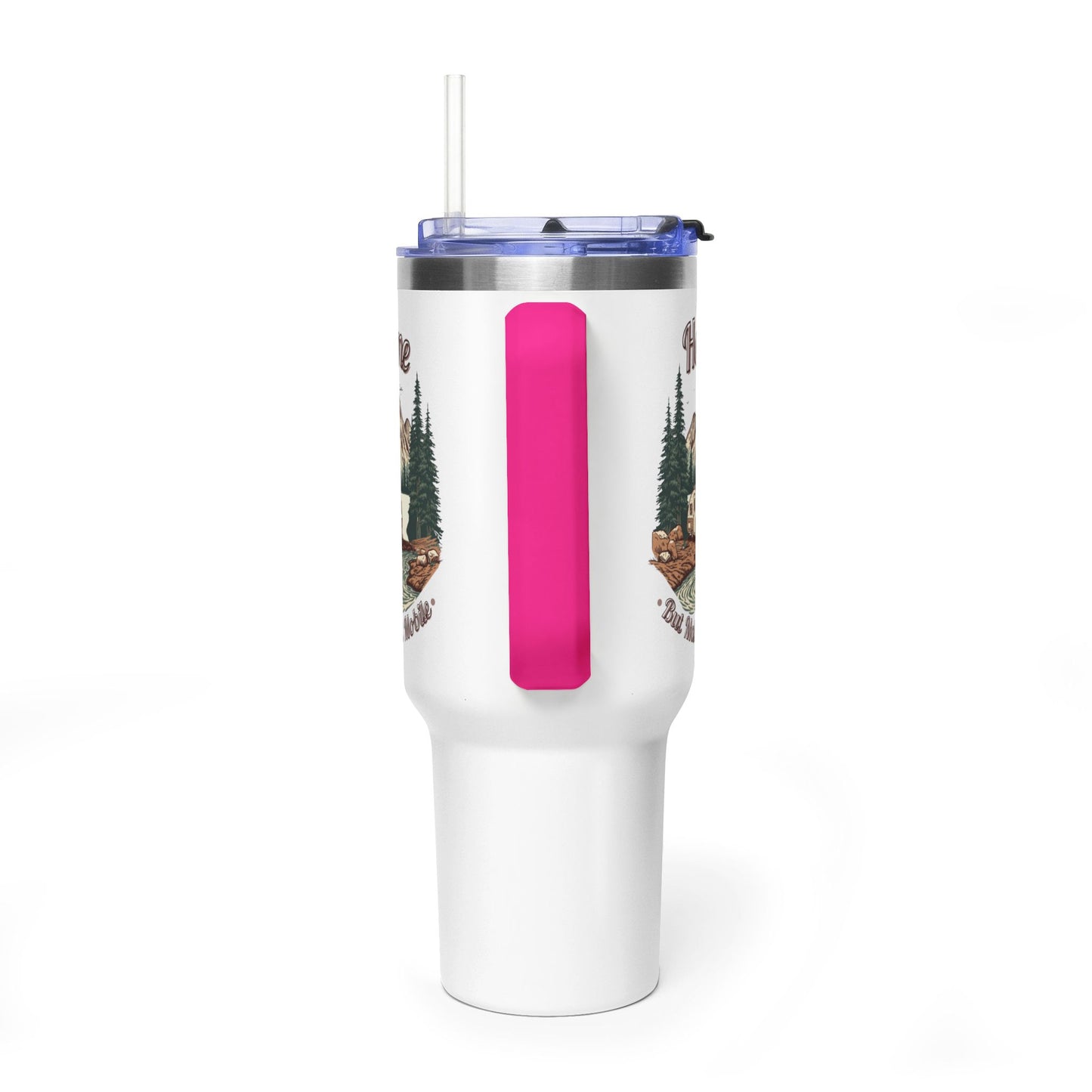 Home But Make It Mobile — Teardrop Camper 40oz Tumbler with Handle & Straw