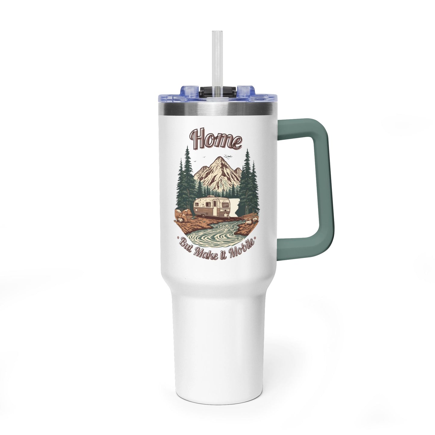 Home But Make It Mobile —  Travel Trailer 40oz Tumbler with Handle & Straw