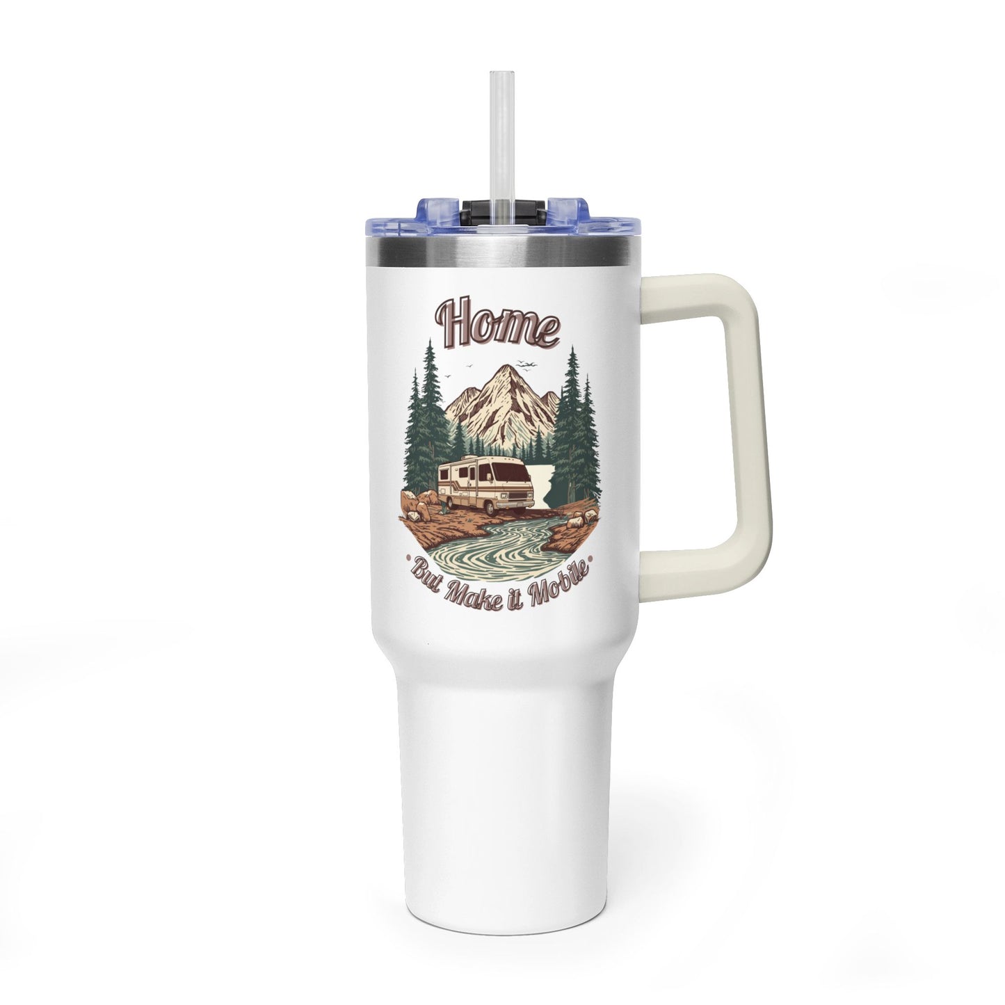 Home But Make It Mobile — Vintage Class A Motorhome 40oz Tumbler with Handle & Straw