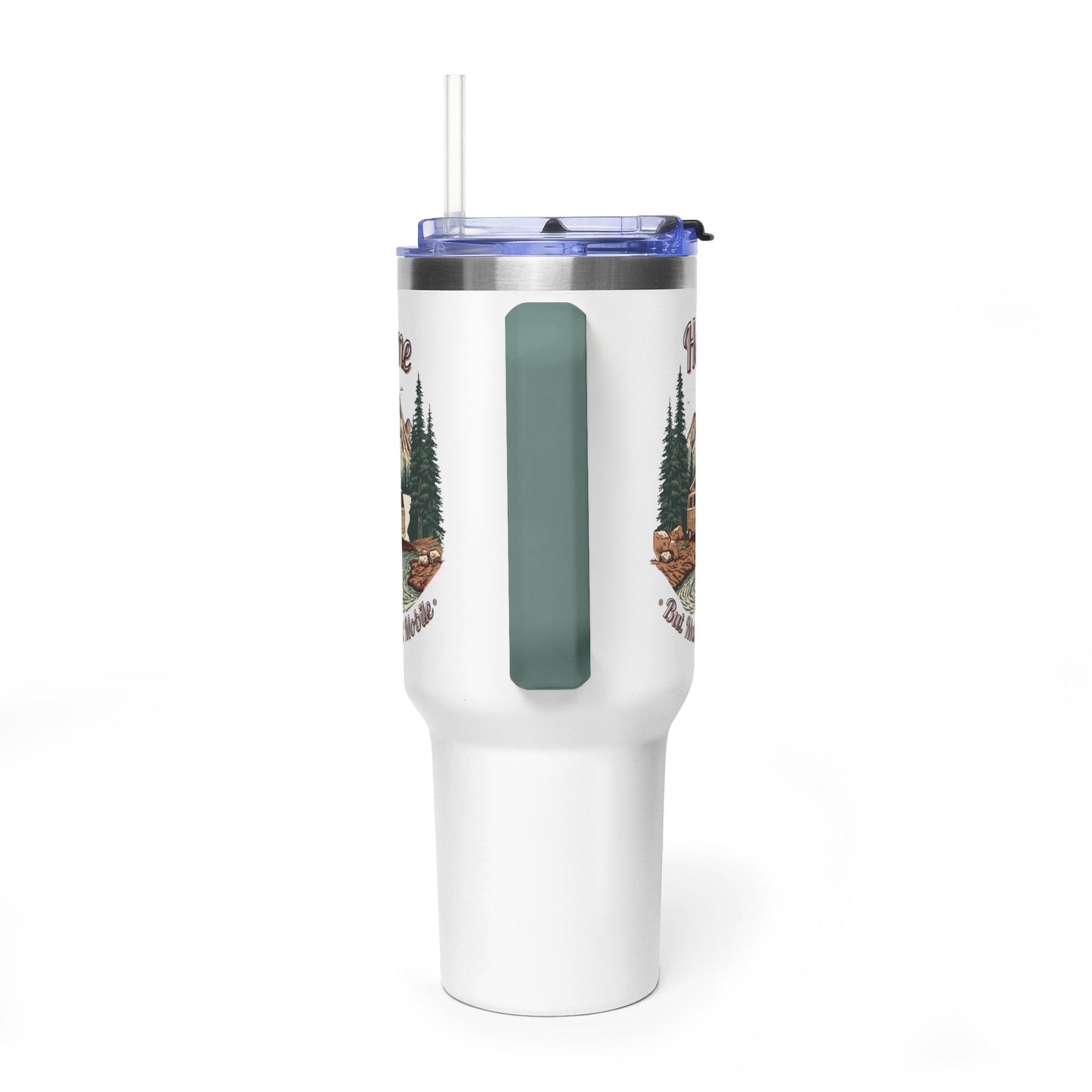 Home But Make It Mobile — Campervan 40oz Tumbler with Handle & Straw