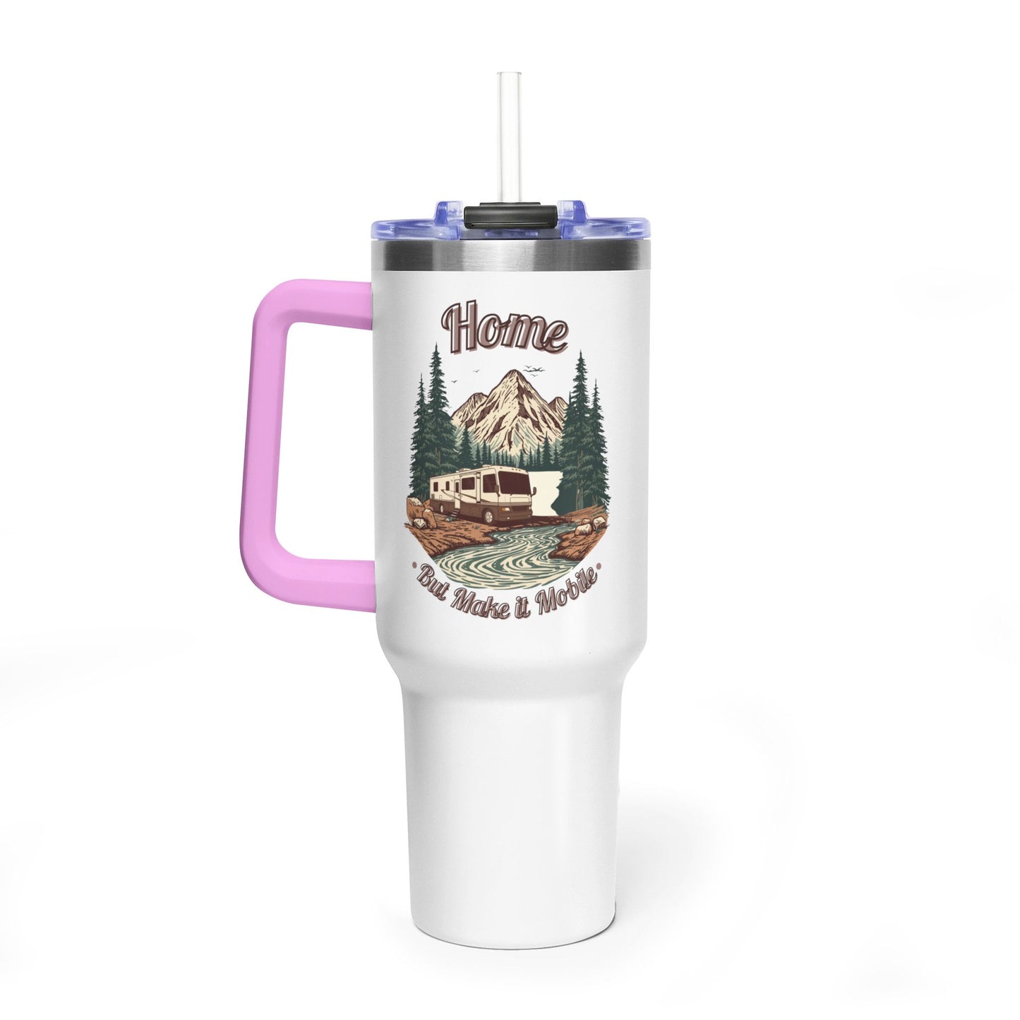 Home But Make It Mobile — Modern Class A Motorhome 40oz Tumbler with Handle & Straw