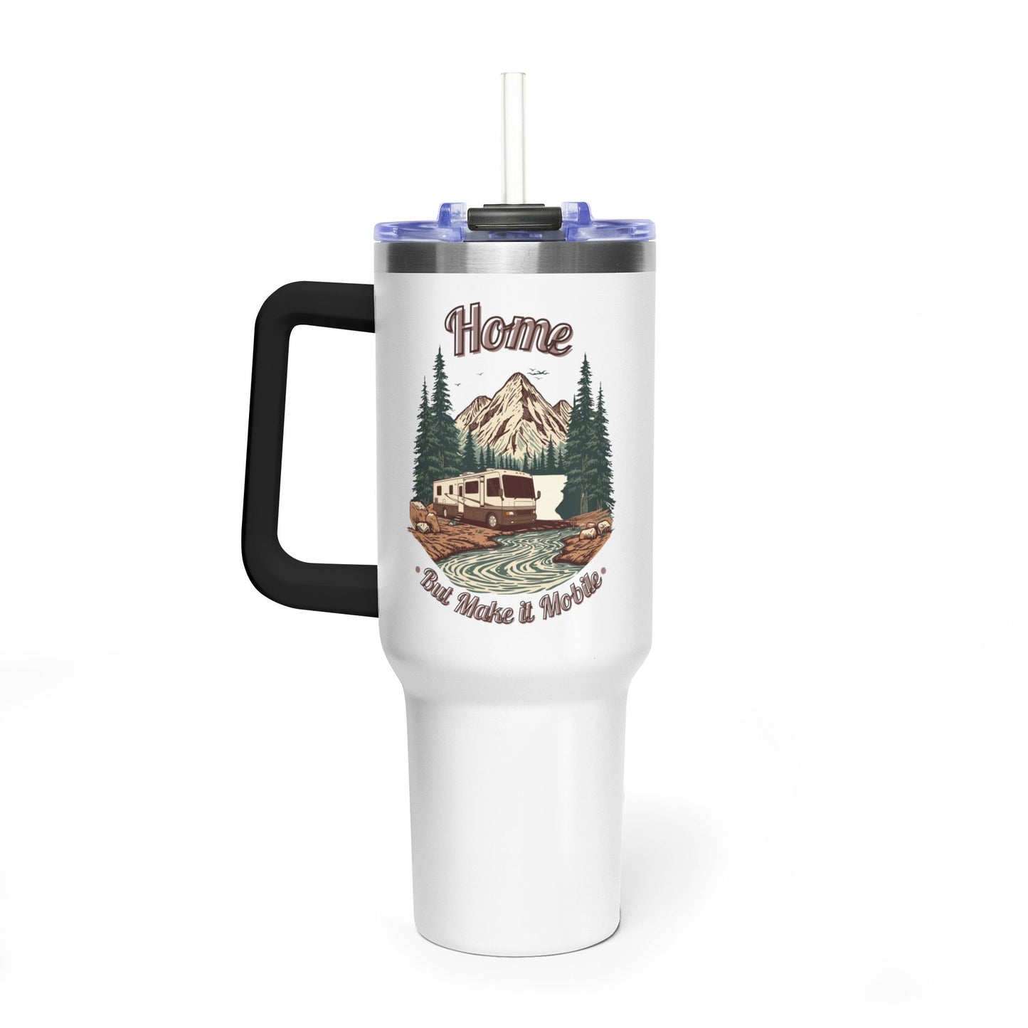 Home But Make It Mobile — Modern Class A Motorhome 40oz Tumbler with Handle & Straw
