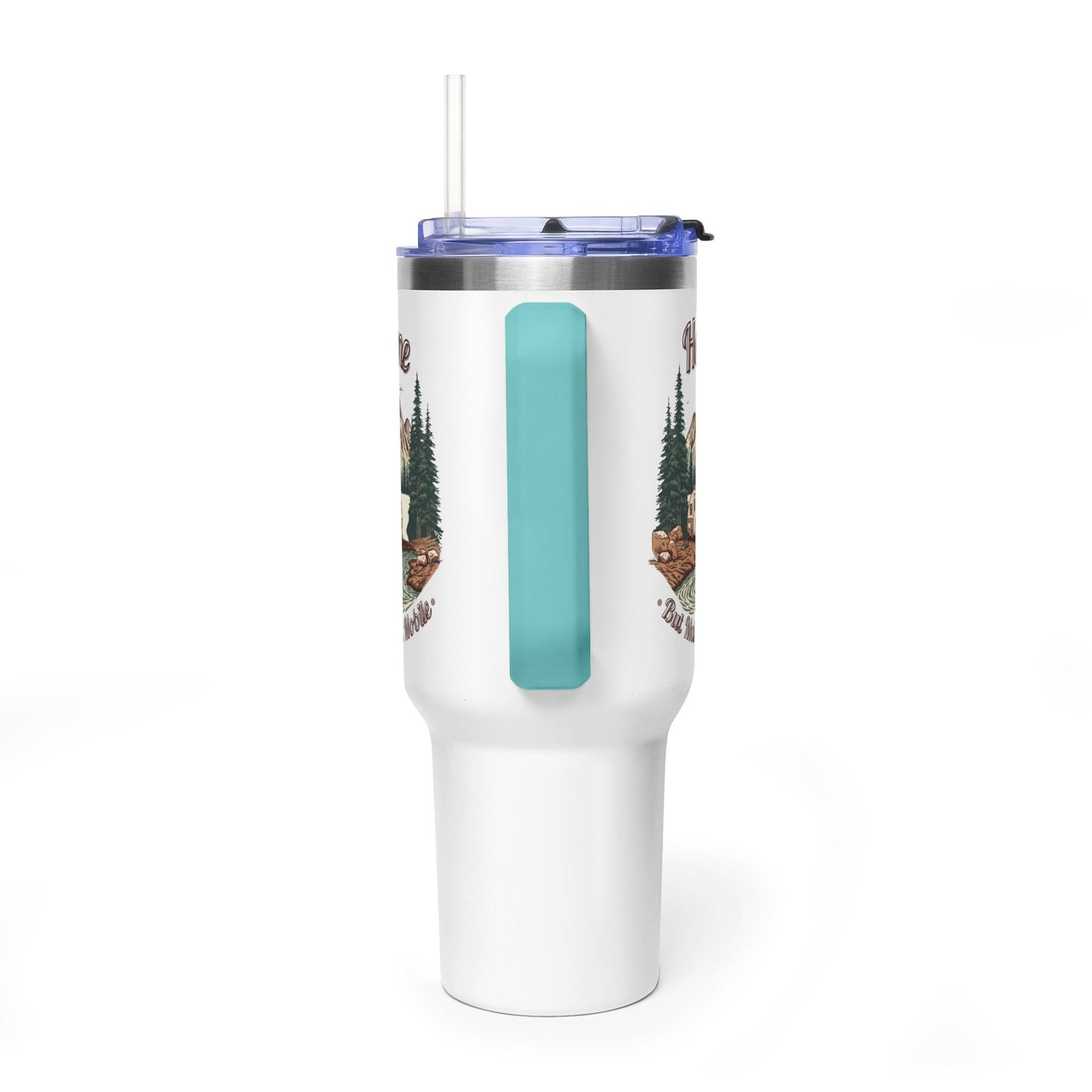 Home But Make It Mobile — Teardrop Camper 40oz Tumbler with Handle & Straw