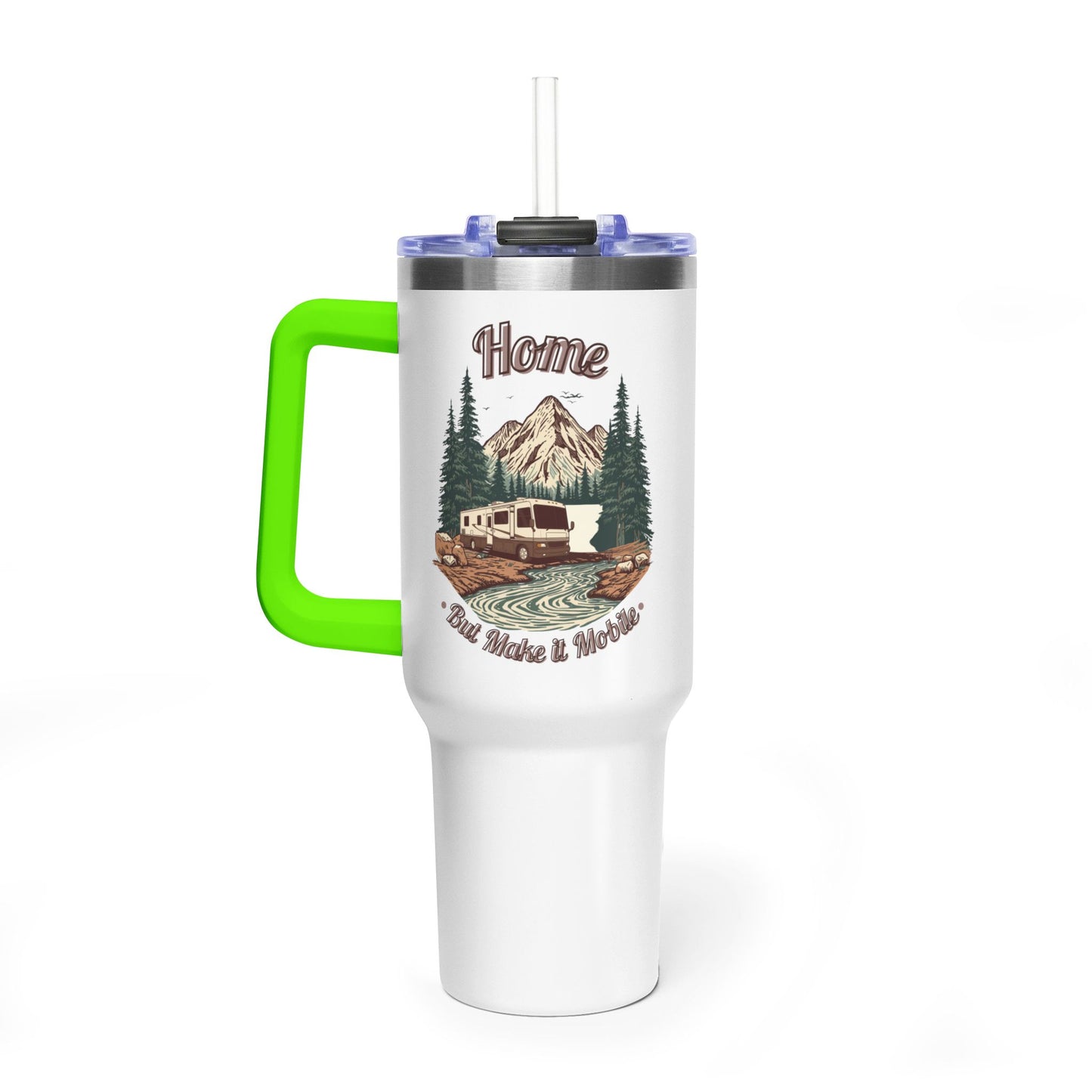 Home But Make It Mobile — Modern Class A Motorhome 40oz Tumbler with Handle & Straw