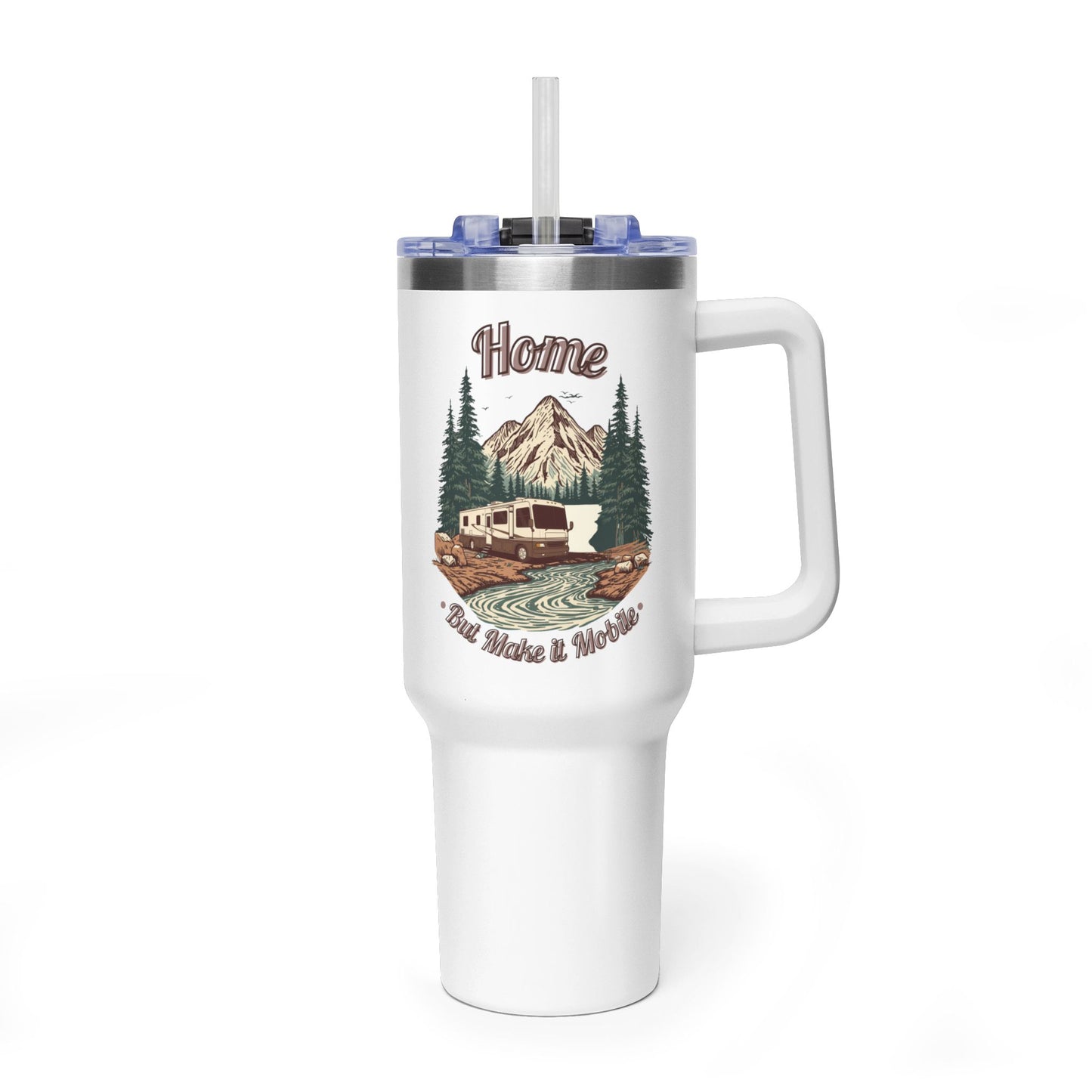Home But Make It Mobile — Modern Class A Motorhome 40oz Tumbler with Handle & Straw