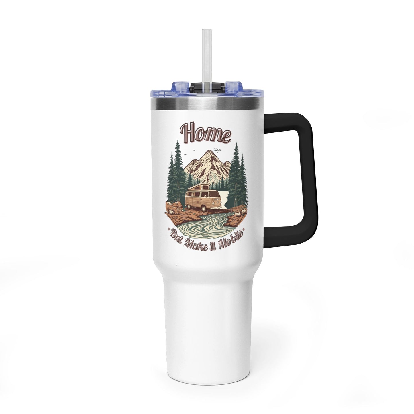 Home But Make It Mobile — Campervan 40oz Tumbler with Handle & Straw