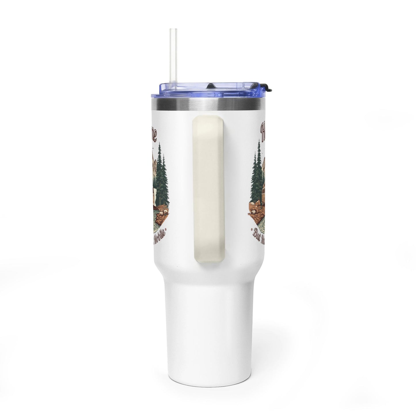 Home But Make It Mobile — Campervan 40oz Tumbler with Handle & Straw