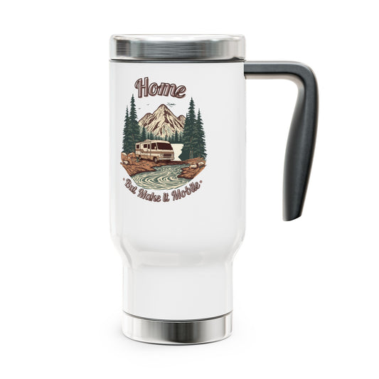 Home But Make It Mobile — Vintage Class A Motorhome Travel Mug with Handle | 14oz