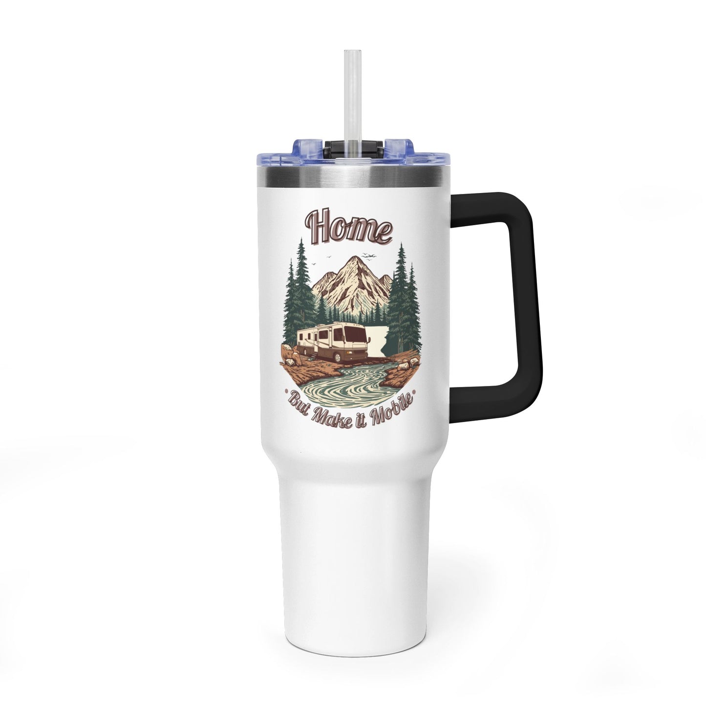 Home But Make It Mobile — Modern Class A Motorhome 40oz Tumbler with Handle & Straw