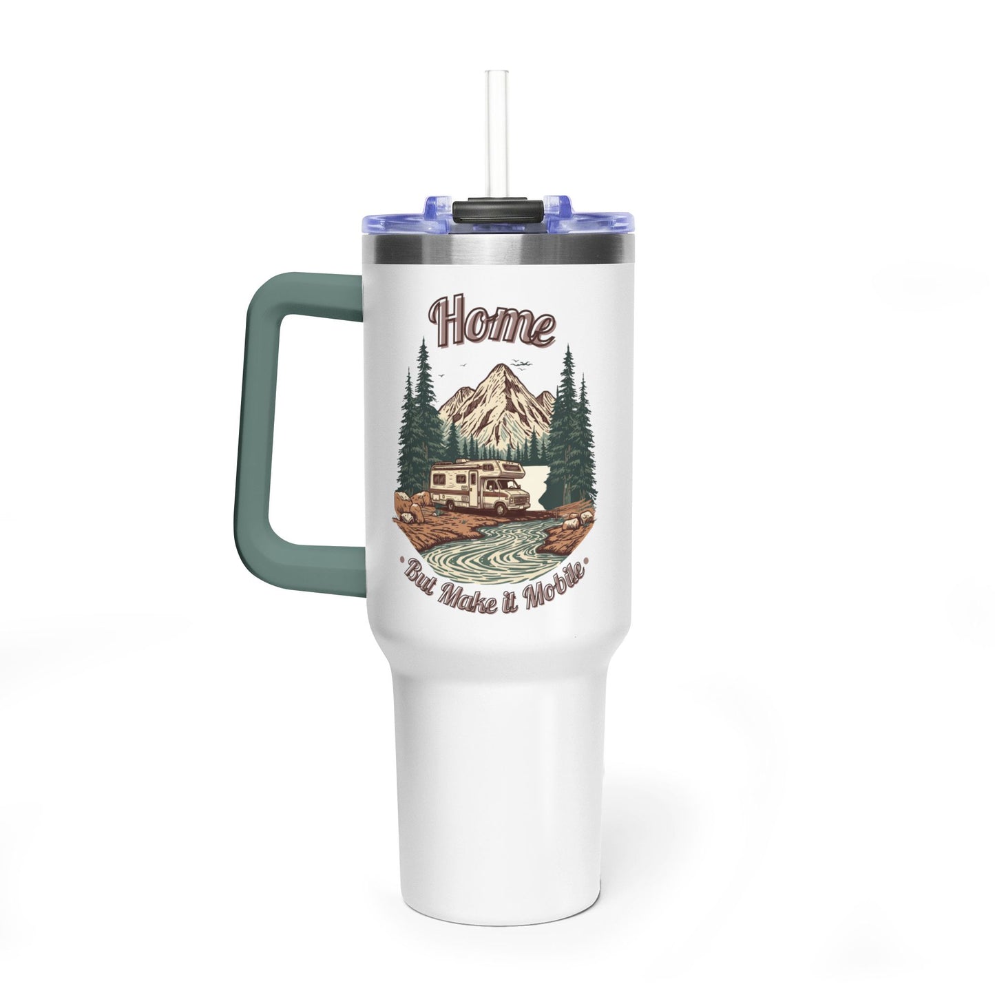 Home But Make It Mobile — Class C Motorhome 40oz Tumbler with Handle & Straw