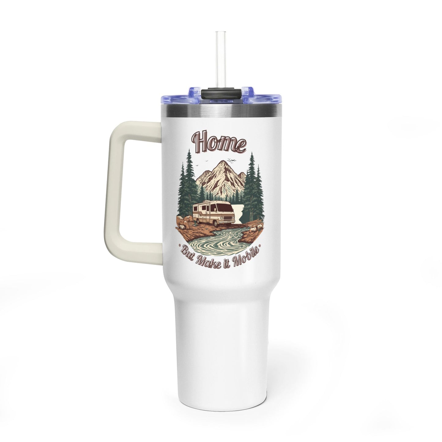 Home But Make It Mobile — Vintage Class A Motorhome 40oz Tumbler with Handle & Straw