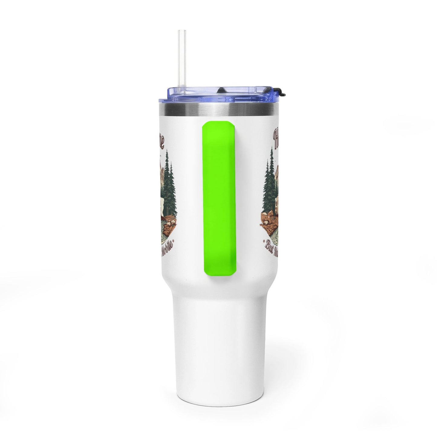 Home But Make It Mobile — Teardrop Camper 40oz Tumbler with Handle & Straw