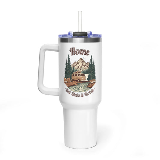 Home But Make It Mobile — Campervan 40oz Tumbler with Handle & Straw