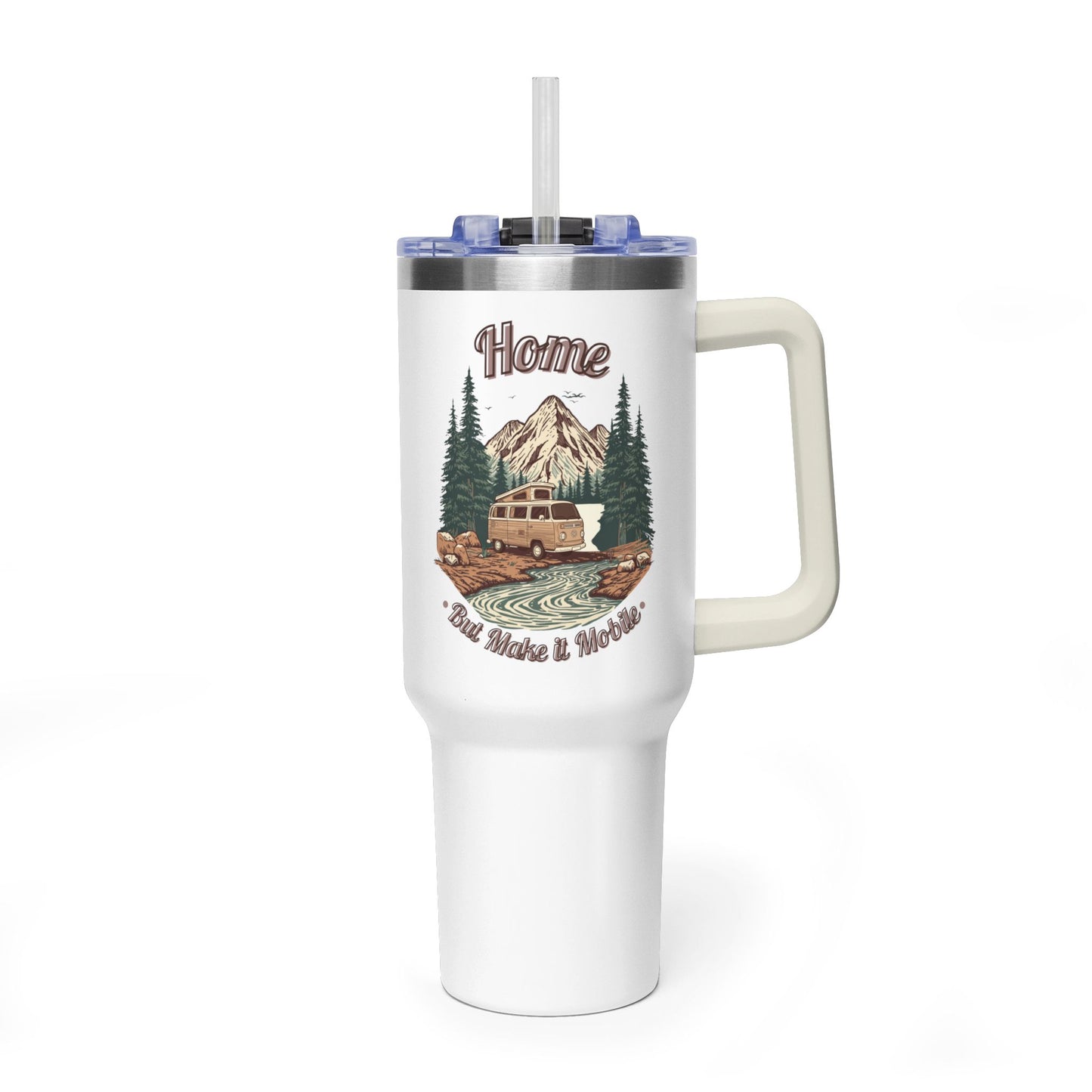 Home But Make It Mobile — Campervan 40oz Tumbler with Handle & Straw