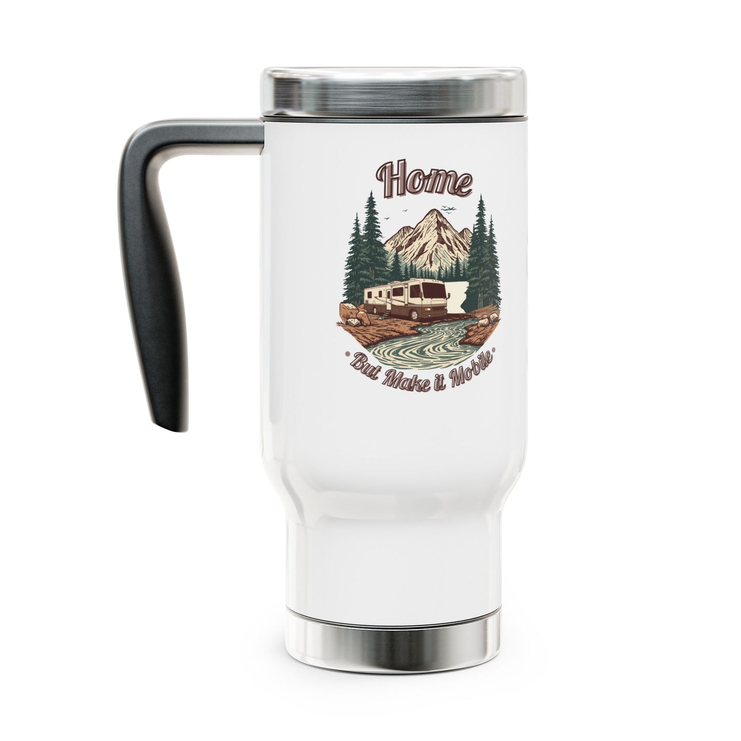 Home But Make It Mobile — Modern Class A Motorhome Travel Mug with Handle | 14oz