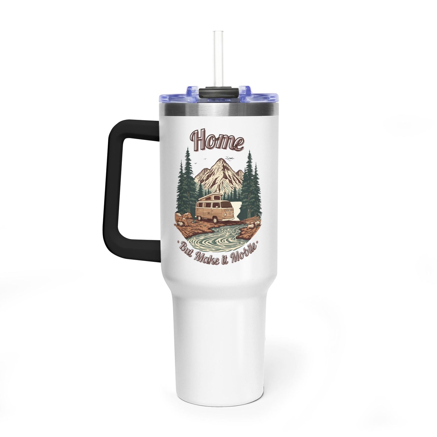 Home But Make It Mobile — Campervan 40oz Tumbler with Handle & Straw