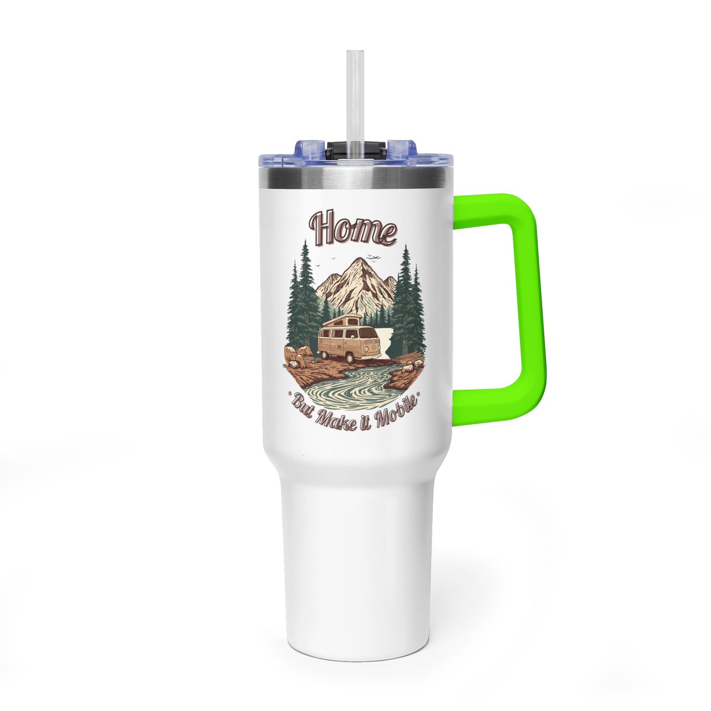 Home But Make It Mobile — Campervan 40oz Tumbler with Handle & Straw