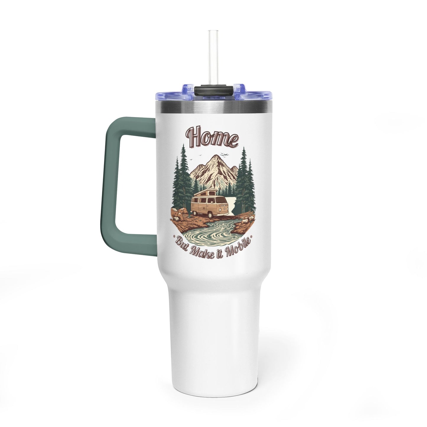 Home But Make It Mobile — Campervan 40oz Tumbler with Handle & Straw