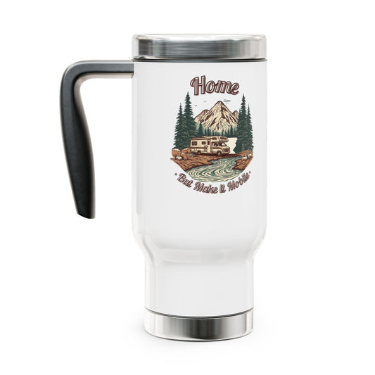 Home But Make It Mobile — Class C Motorhome Travel Mug with Handle | 14oz