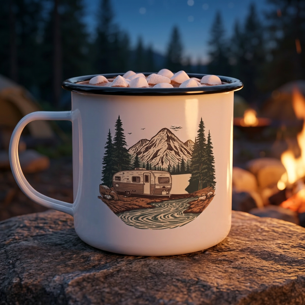 Home But Make It Mobile — Travel Trailer Enamel Camp Mug