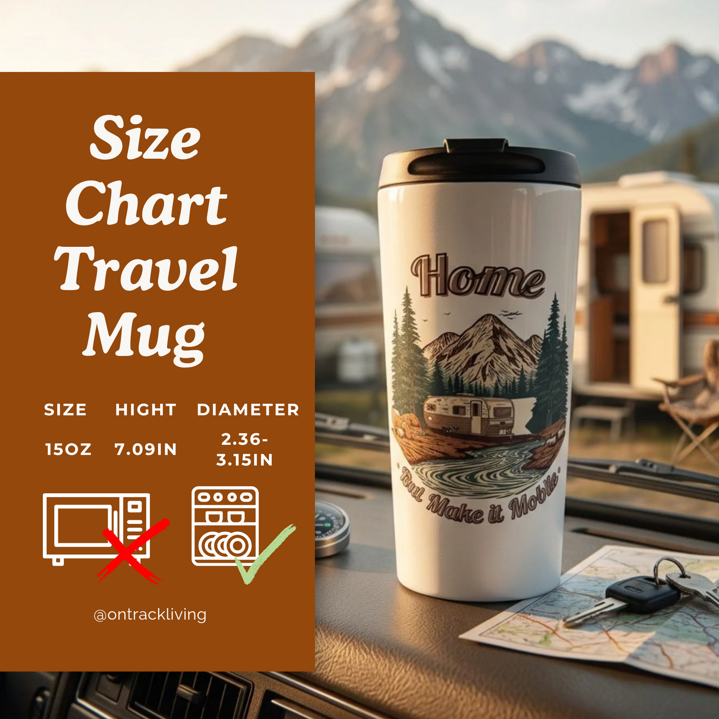 Travel Mug — 'Home But Make It Mobile' Travel Trailer