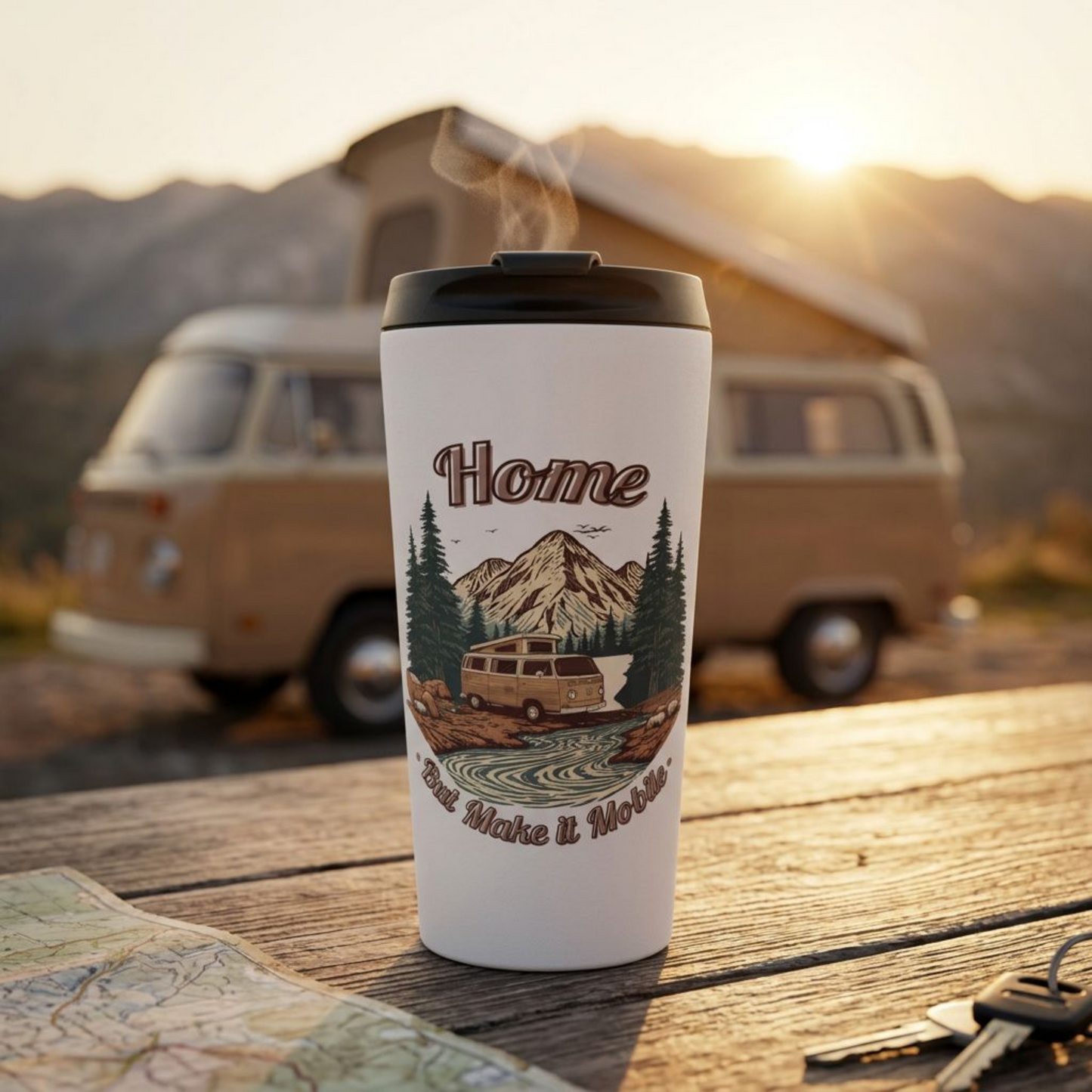 Travel Mug — 'Home But Make It Mobile' Campervan