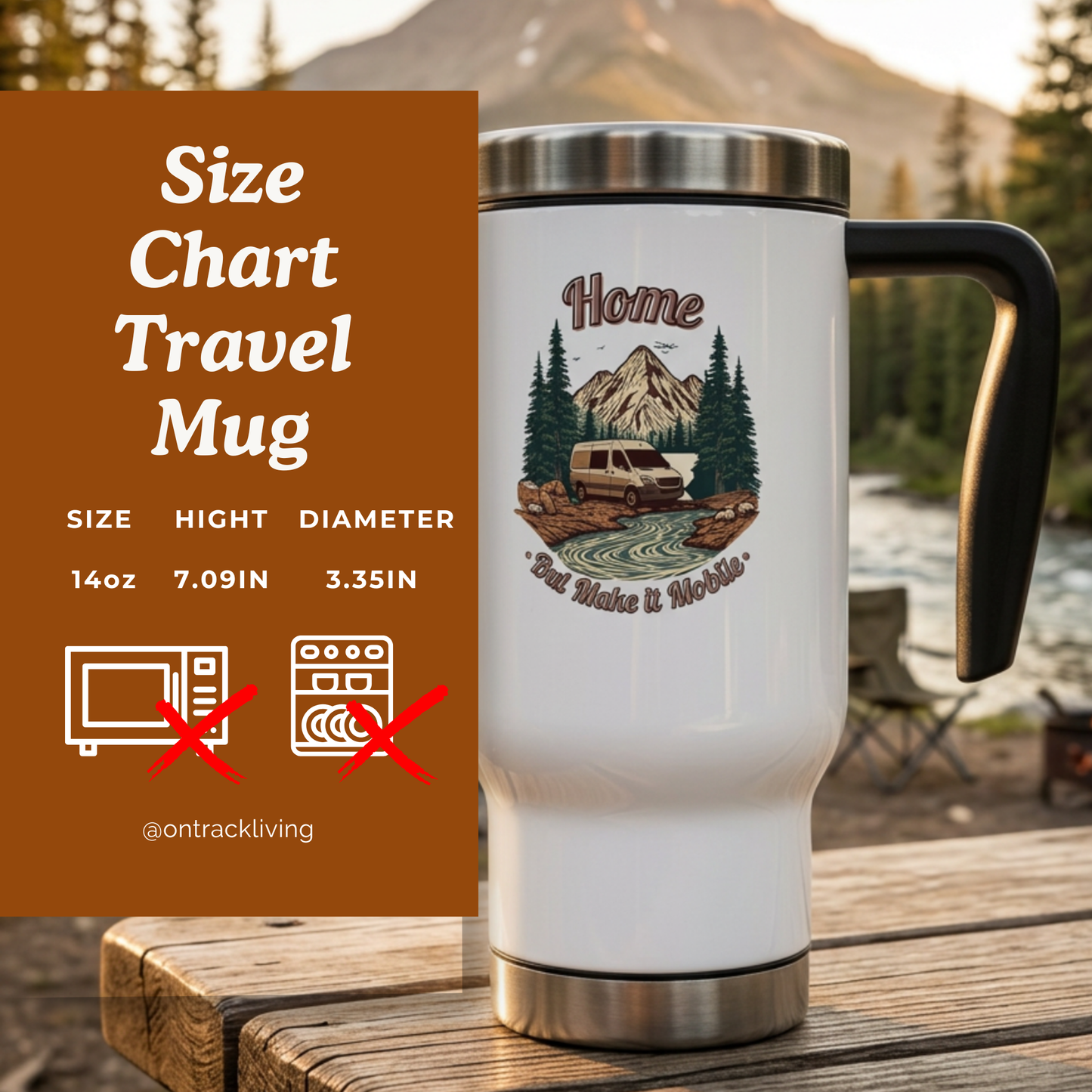 Home But Make It Mobile — Sprintervan Travel Mug with Handle | 14oz