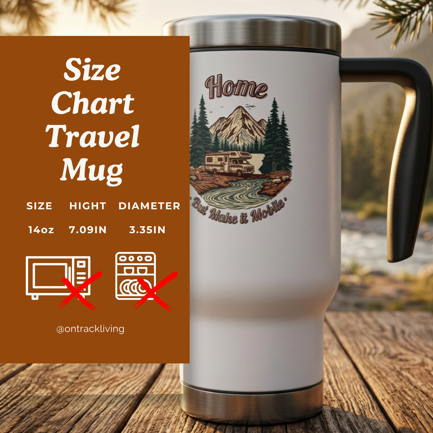 Home But Make It Mobile — Class C Motorhome Travel Mug with Handle | 14oz