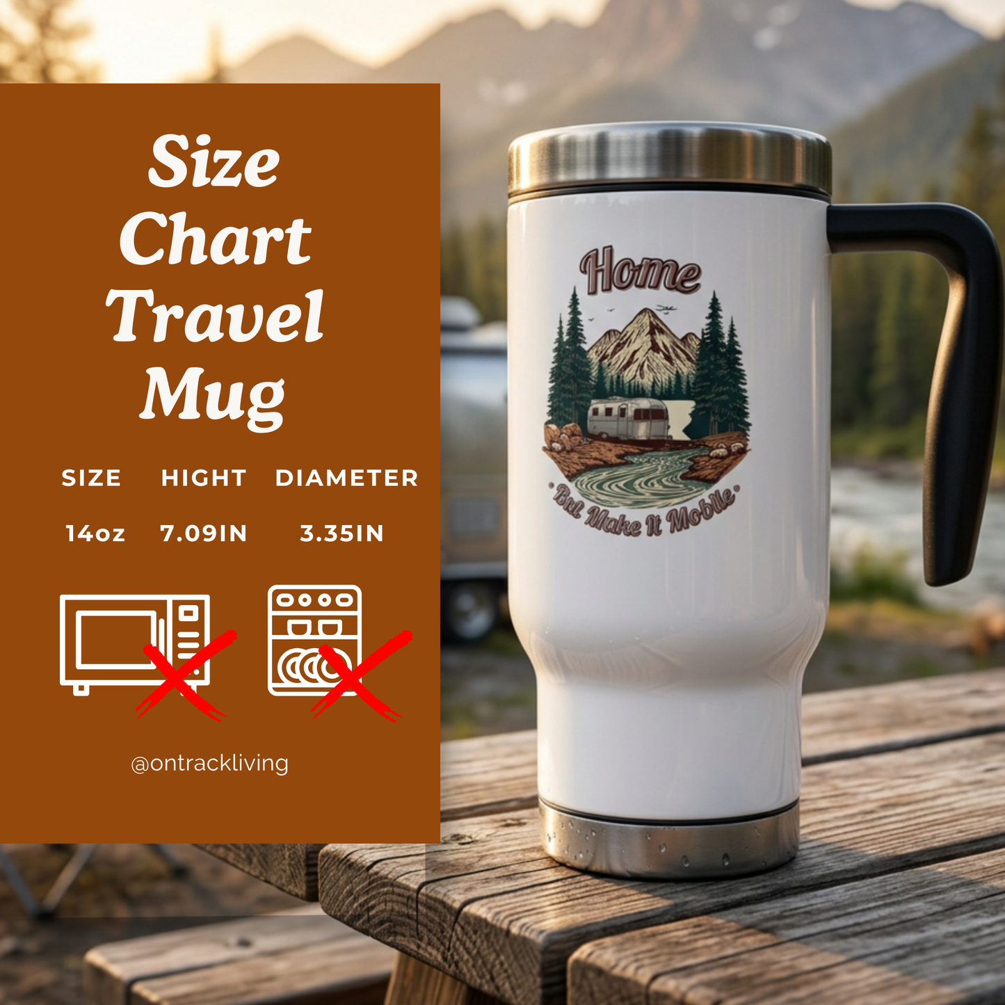 Home But Make It Mobile — Airstream Travel Mug with Handle | 14oz