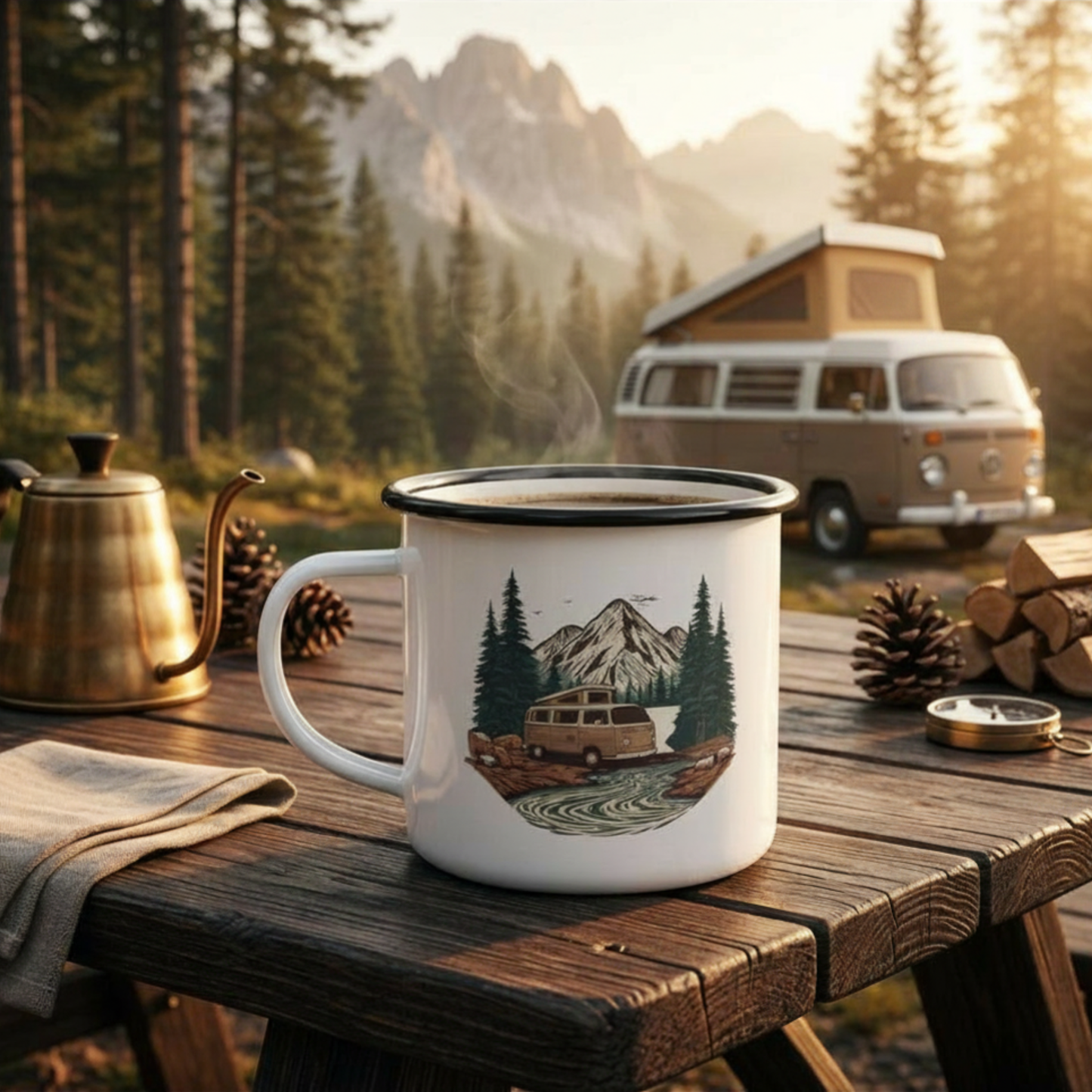 Home But Make It Mobile — Campervan Enamel Camp Mug