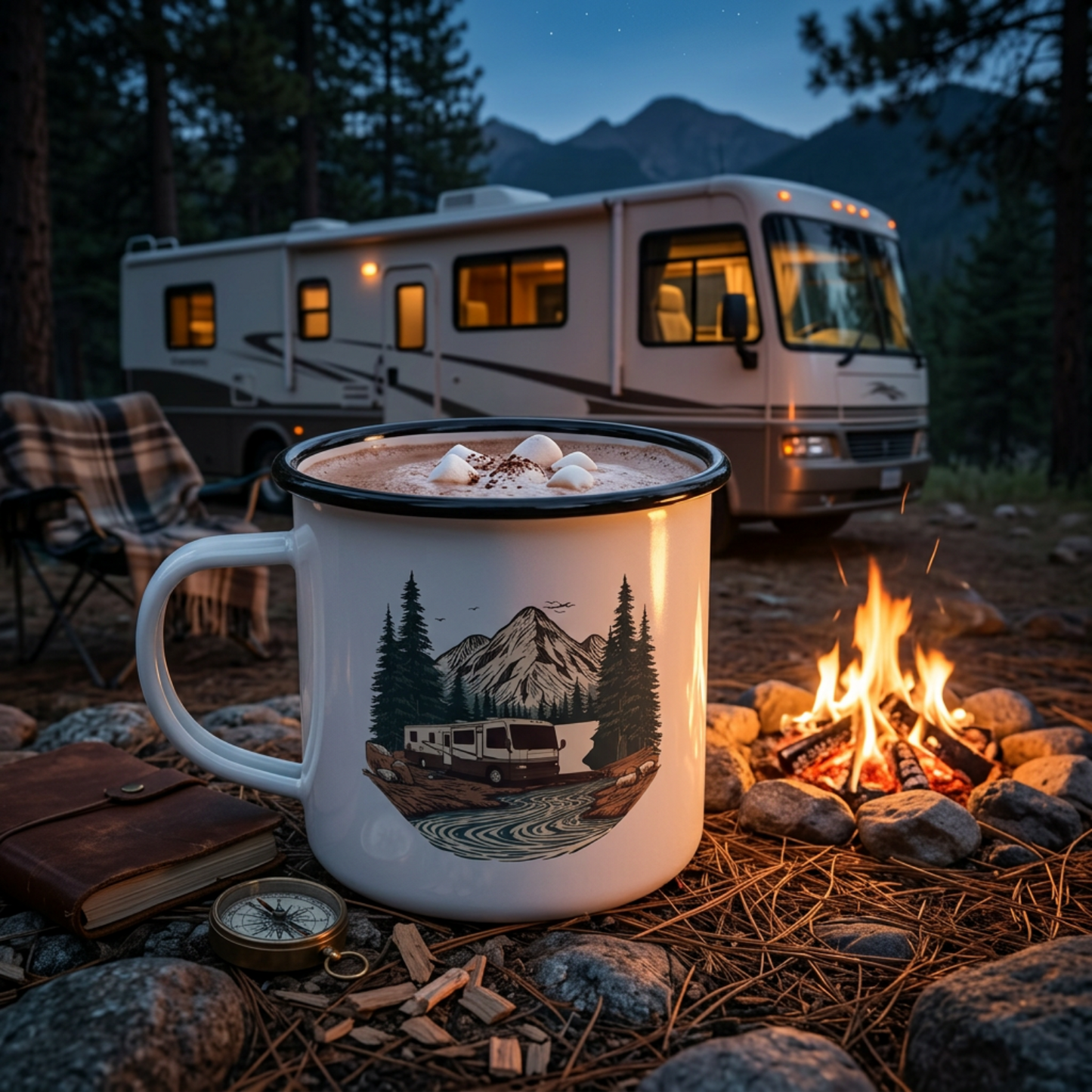 Home But Make It Mobile — Class A Motorhome Enamel Camp Mug