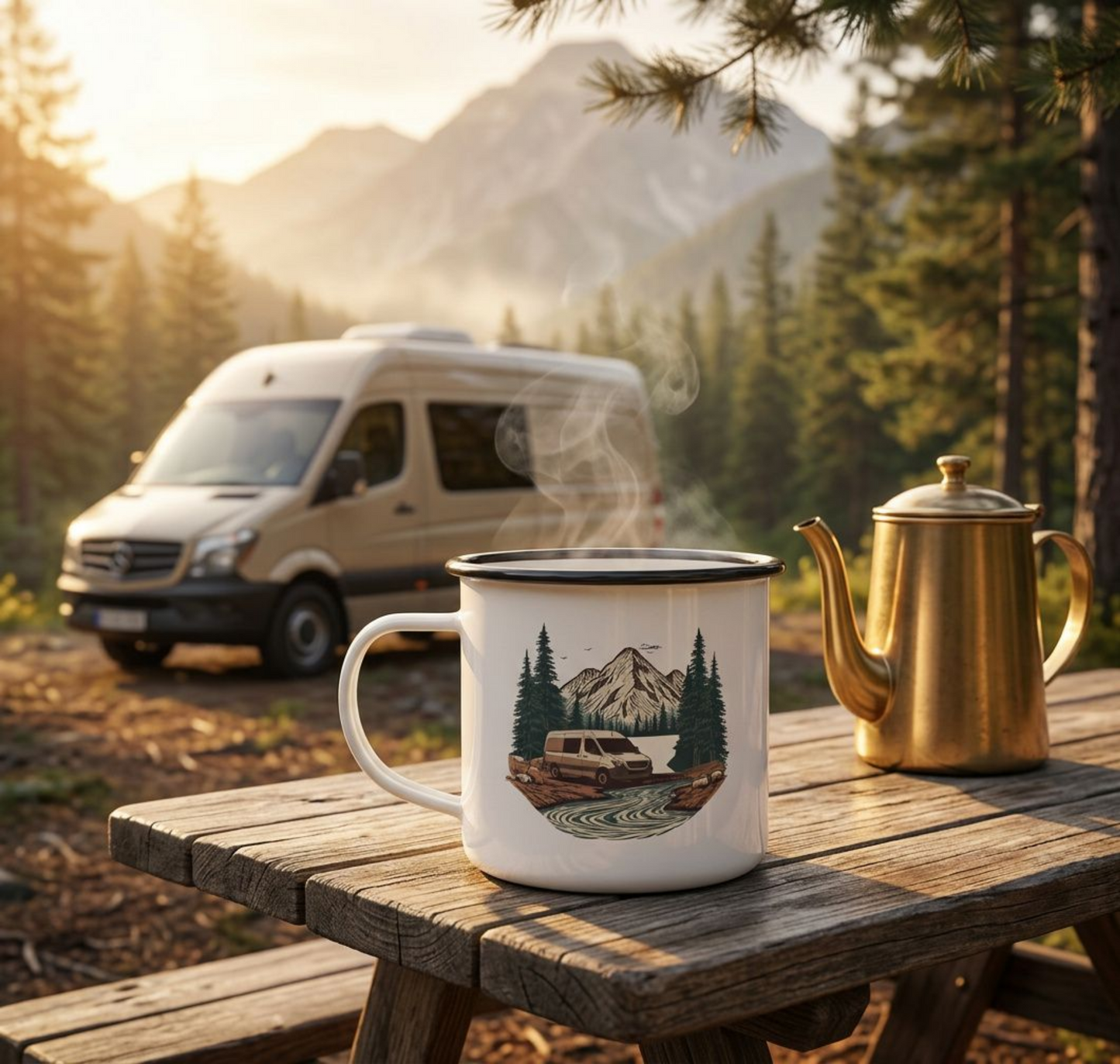 Home But Make It Mobile — Sprinter campervan  Enamel Camp Mug
