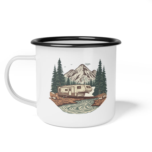 Home But Make It Mobile — 5th Wheel Enamel Camp Mug