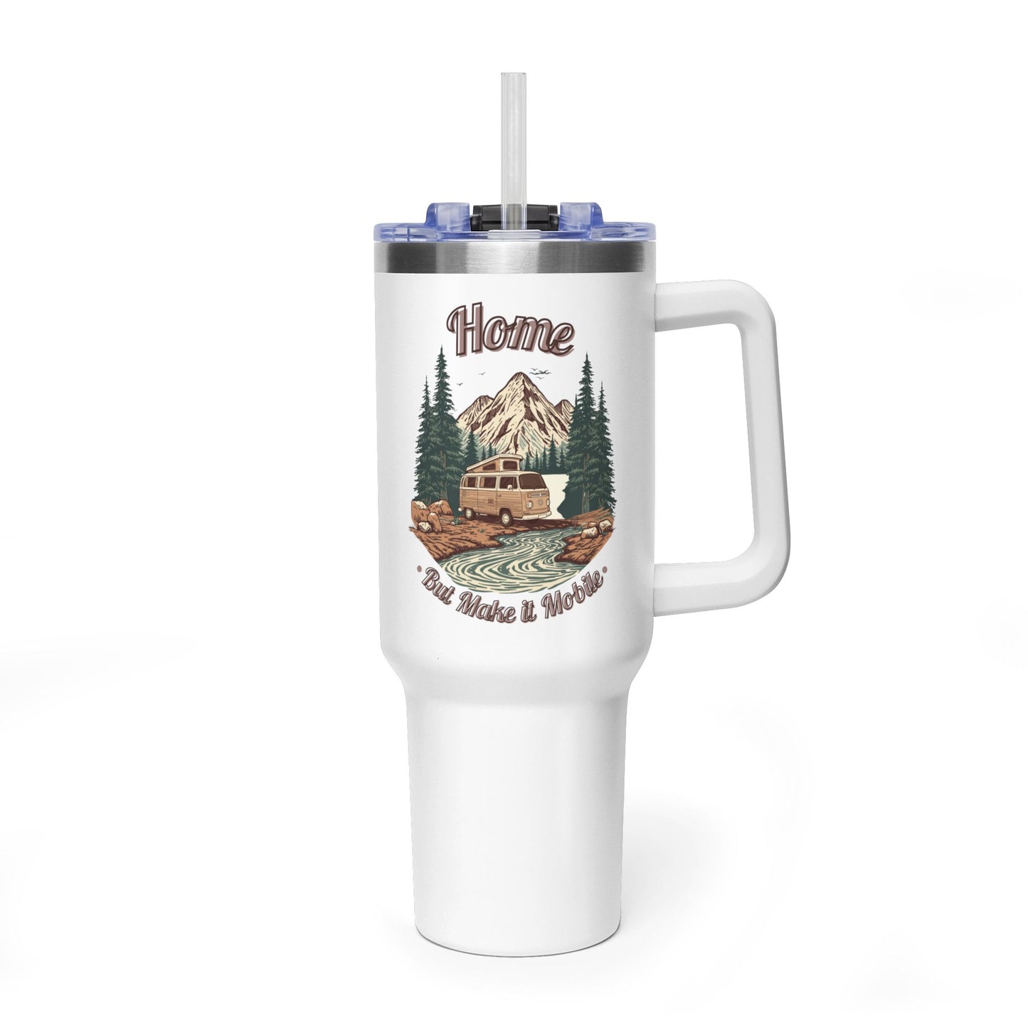 Home But Make It Mobile — Campervan 40oz Tumbler with Handle & Straw