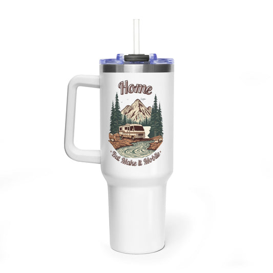 Home But Make It Mobile — Vintage Class A Motorhome 40oz Tumbler with Handle & Straw