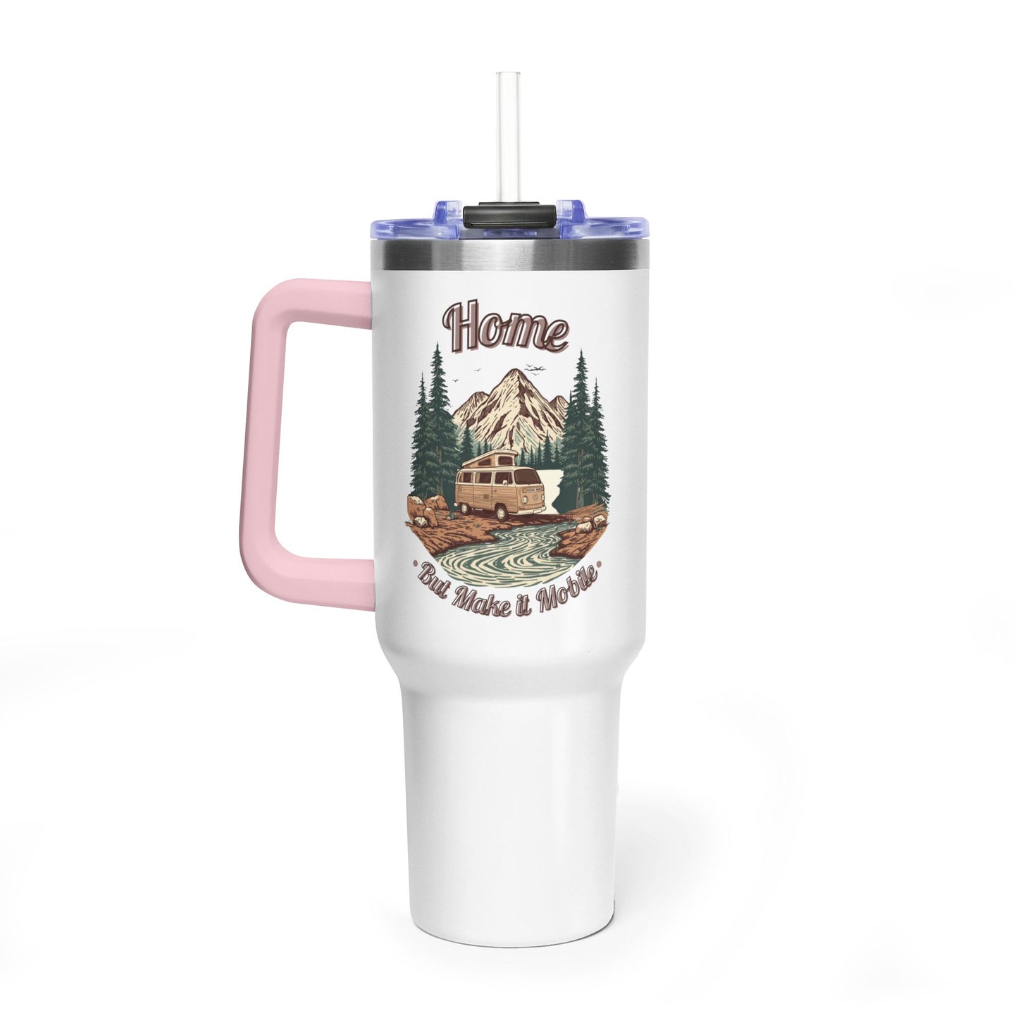 Home But Make It Mobile — Campervan 40oz Tumbler with Handle & Straw