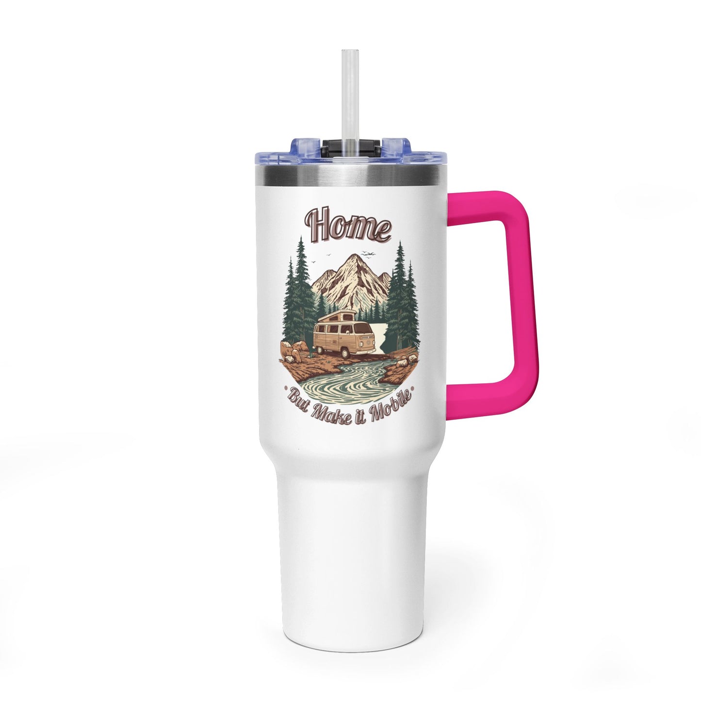 Home But Make It Mobile — Campervan 40oz Tumbler with Handle & Straw