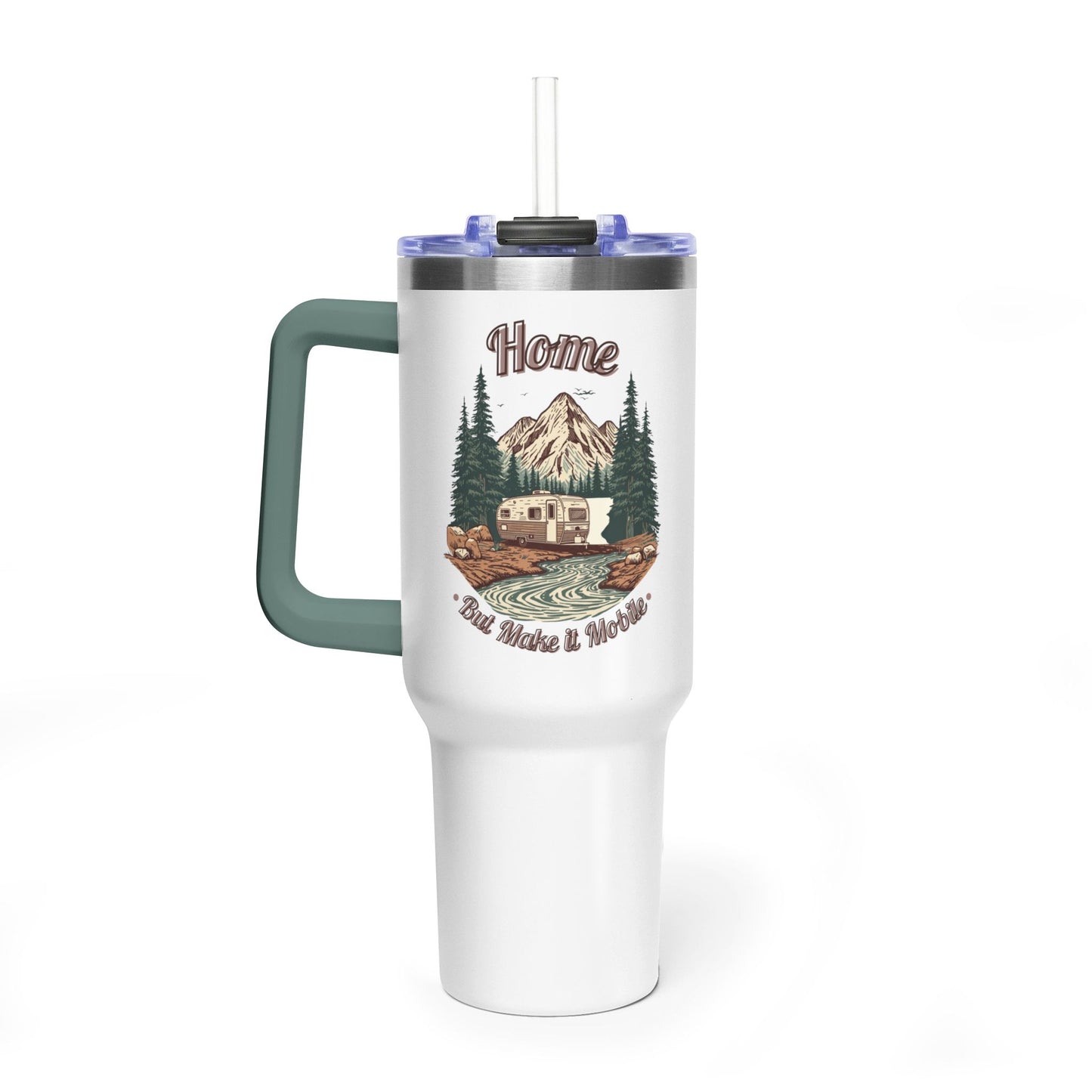 Home But Make It Mobile —  Travel Trailer 40oz Tumbler with Handle & Straw