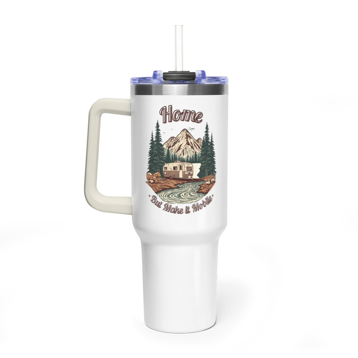 Home But Make It Mobile —  Travel Trailer 40oz Tumbler with Handle & Straw