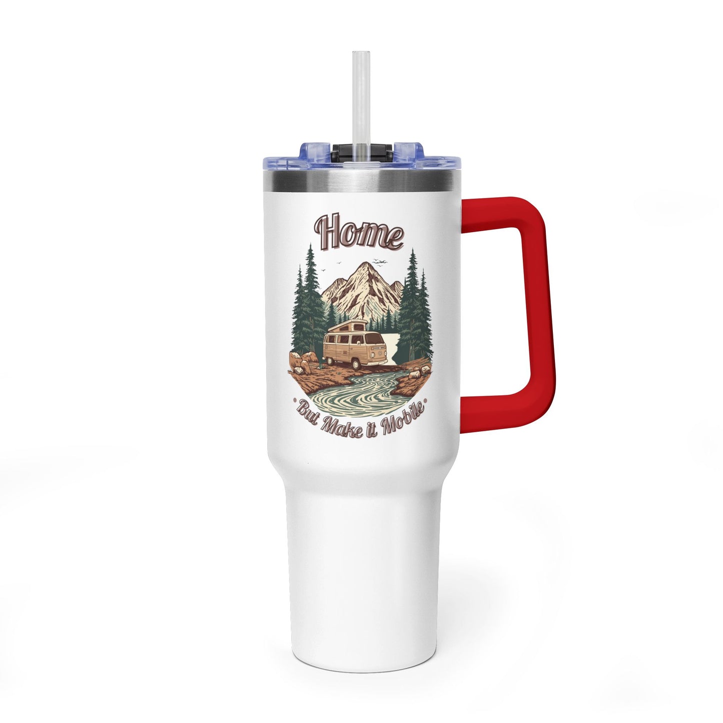 Home But Make It Mobile — Campervan 40oz Tumbler with Handle & Straw