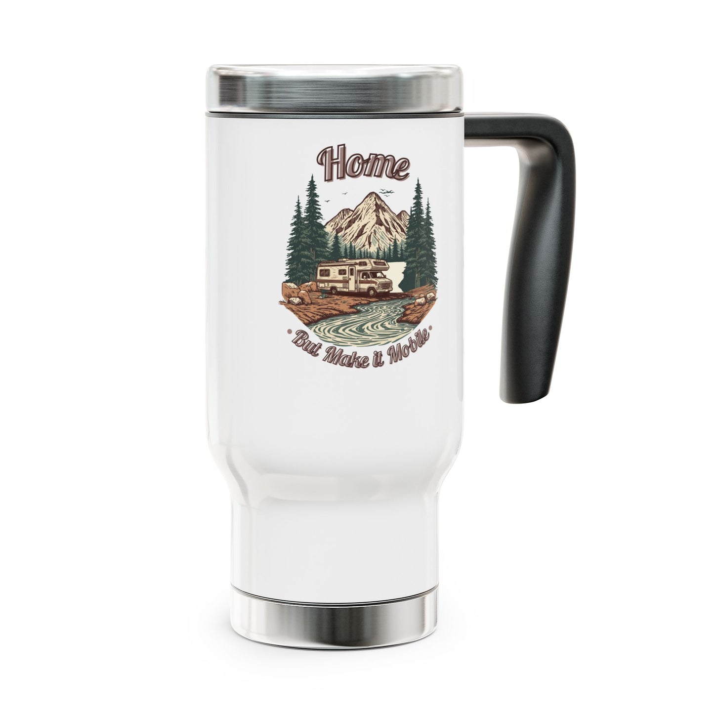 Home But Make It Mobile — Class C Motorhome Travel Mug with Handle | 14oz