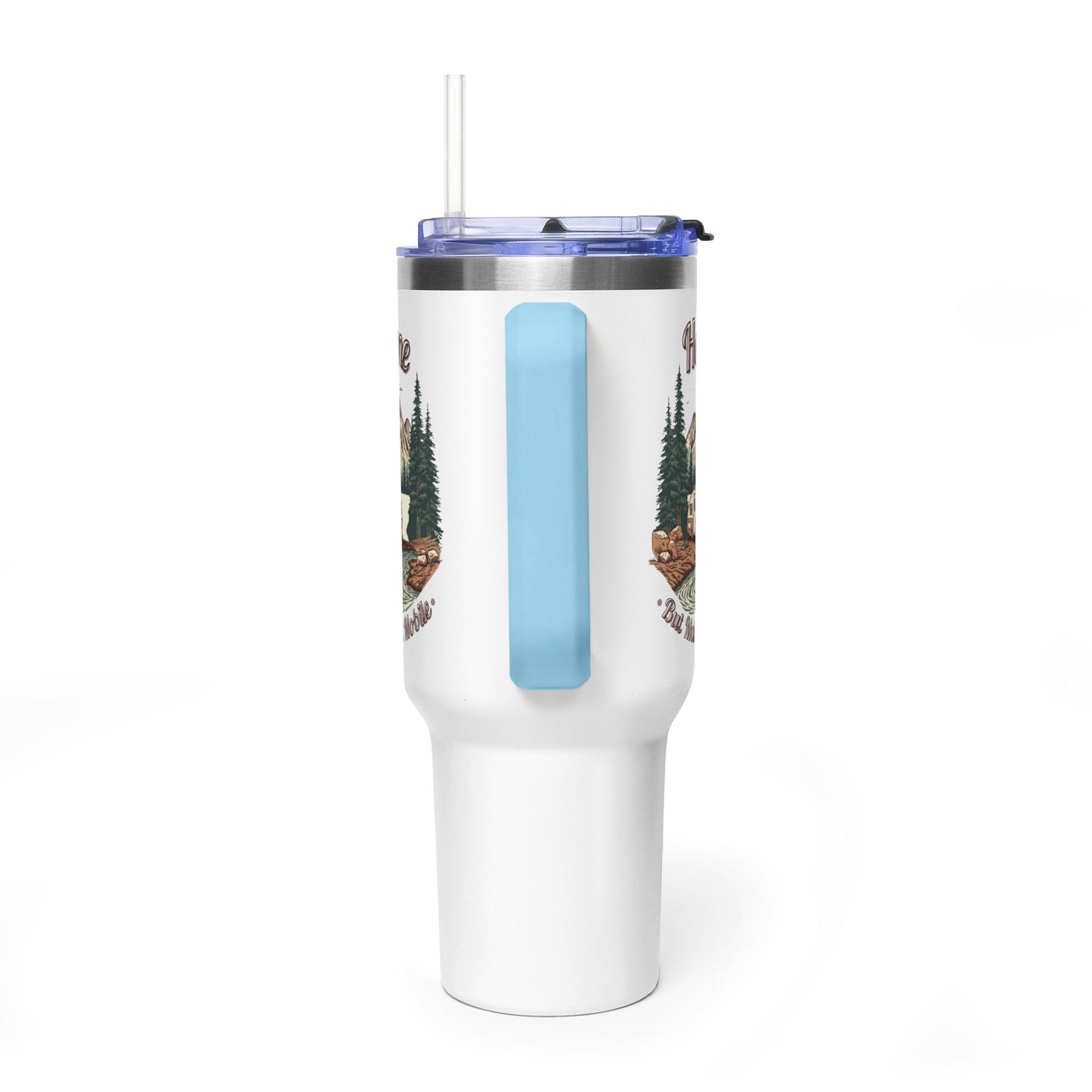 Home But Make It Mobile — Teardrop Camper 40oz Tumbler with Handle & Straw