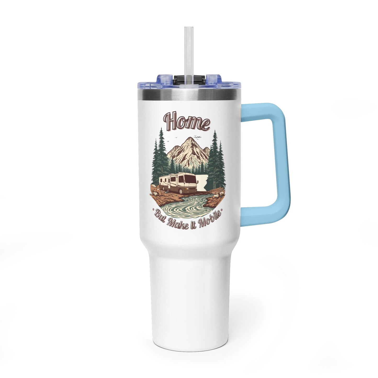 Home But Make It Mobile — Modern Class A Motorhome 40oz Tumbler with Handle & Straw