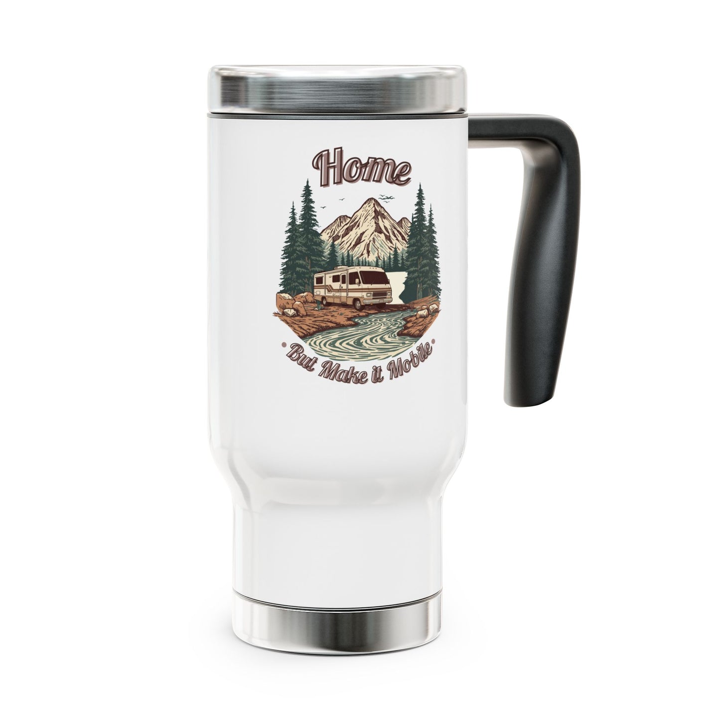 Home But Make It Mobile — Vintage Class A Motorhome Travel Mug with Handle | 14oz