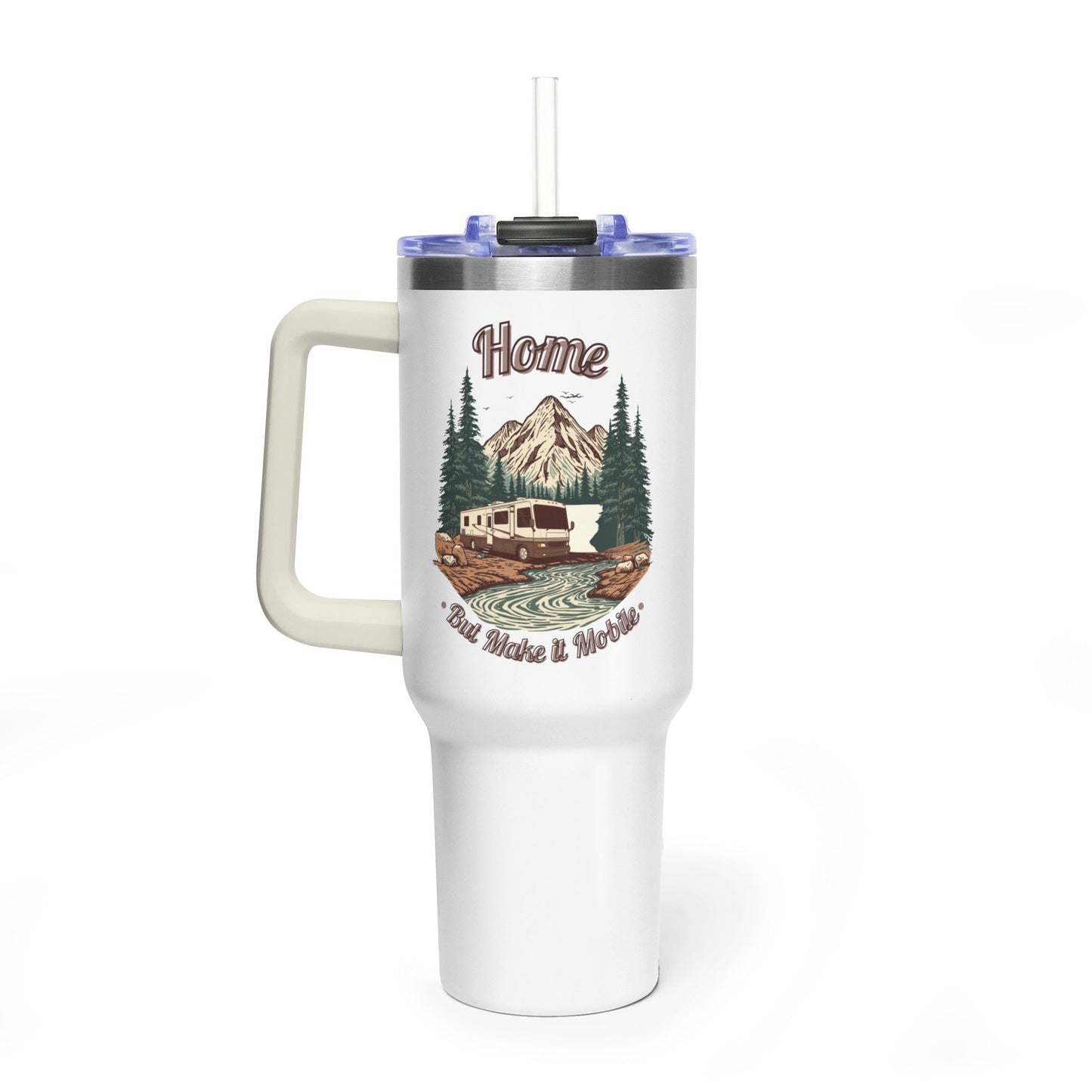Home But Make It Mobile — Modern Class A Motorhome 40oz Tumbler with Handle & Straw