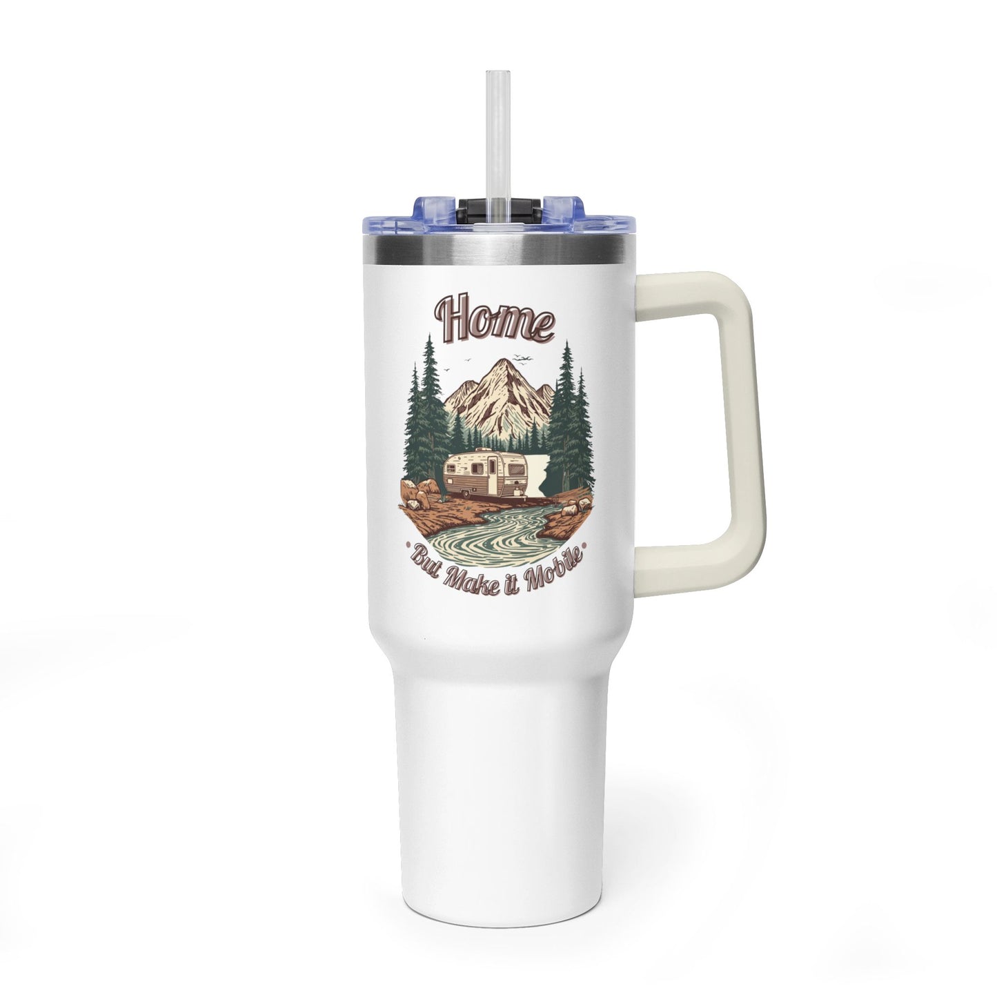 Home But Make It Mobile —  Travel Trailer 40oz Tumbler with Handle & Straw